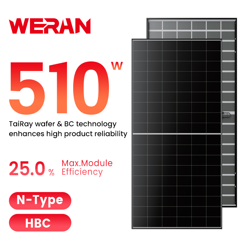 WERAN 495-510W stambeni solarni panel sa stražnjim kontaktom – OEM dvostruki stakleni krovni PV modul za distributere i instalatere